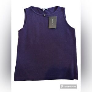St John Collection Women’s Knit Tank Sleeveless Top in Aubergine Purple NWT (P)